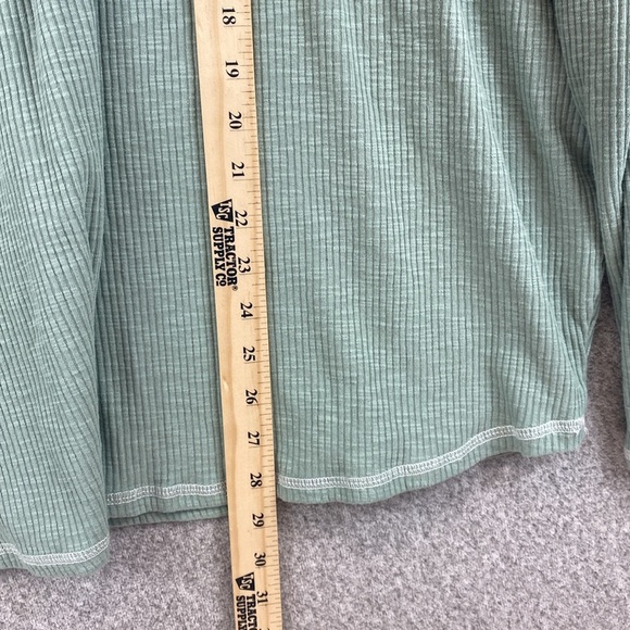 P.S. Kate sage green waffle knit thermal top 3X dolman sleeve raw edges - Picture 6 of 9